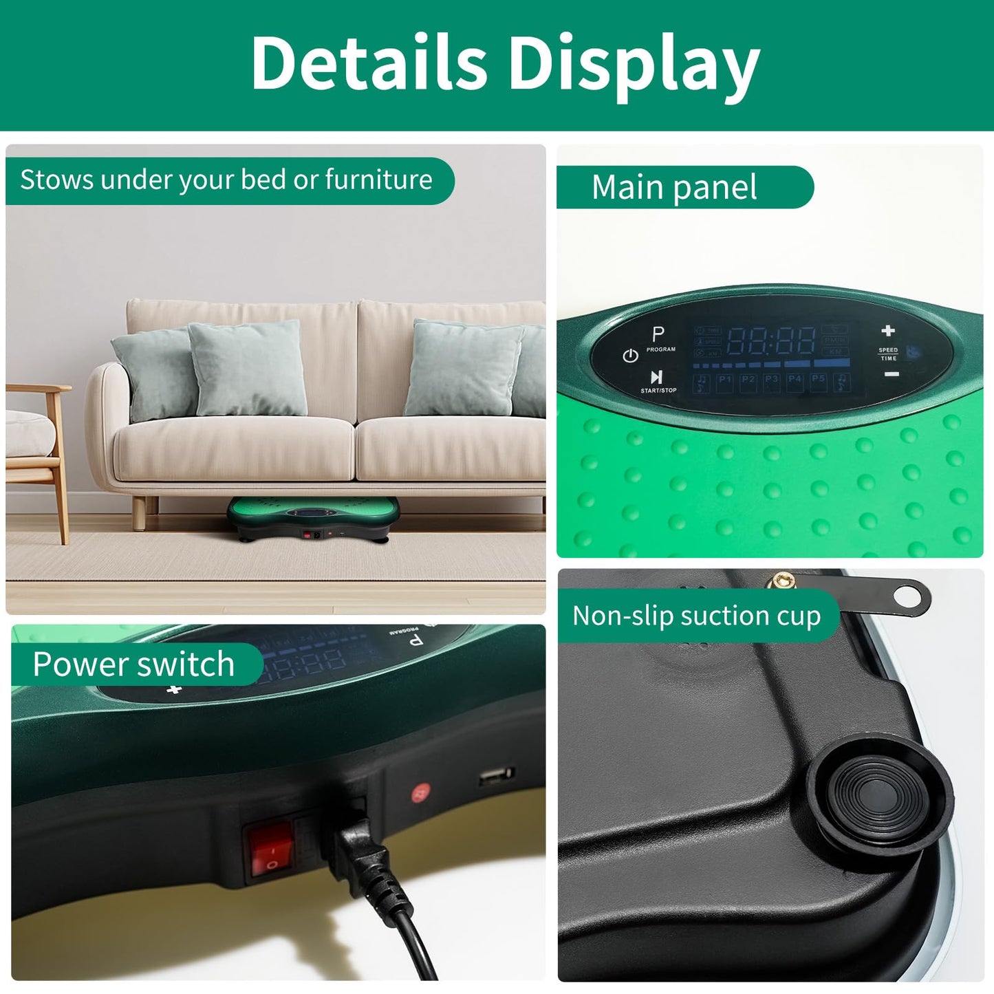 EDGSKGR Vibration Plate Exercise Machine for Whole Body Workout, Professional Vibrating Plate with 330lbs Capacity, 5 Preset Programs & Bluetooth for Home Office Lymphatic Drainage & Weight Loss
