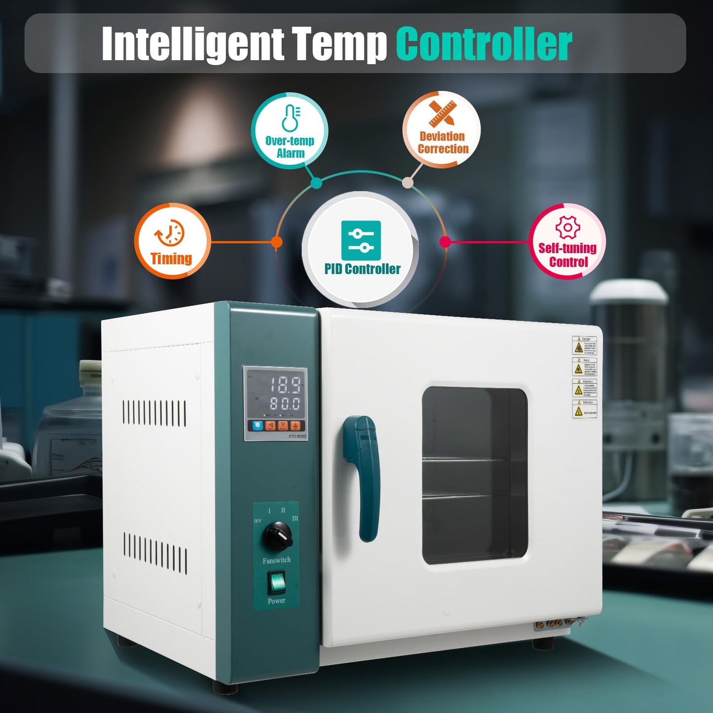 110V 1000W Lab Digital Convection Oven, 45L/12Gal Horizontal Electric Blast Drying Oven, Constant Temperature Blast Industrial Digital Forced Dryer with Intelligent Temperature Controller