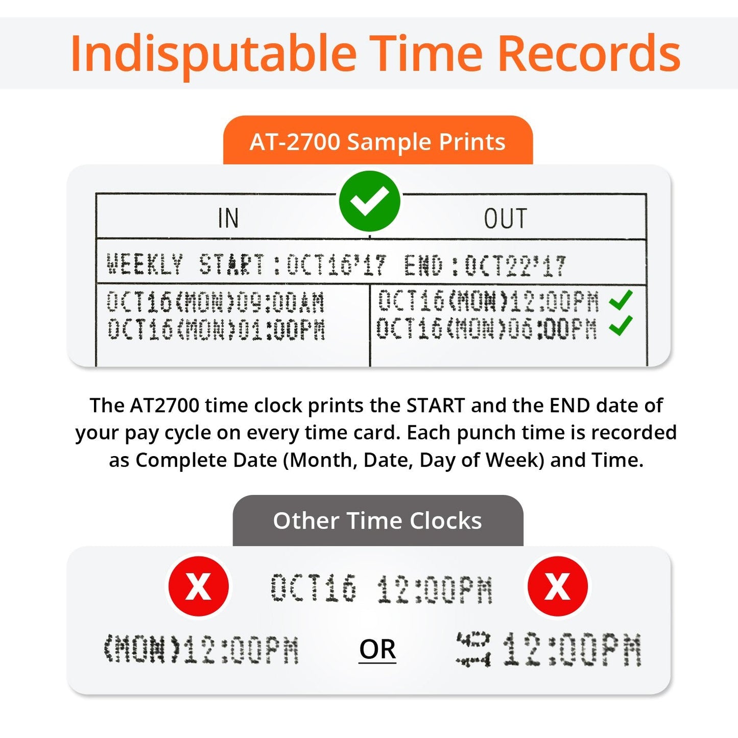 Touch Free Small Business Time Clock AT-2700