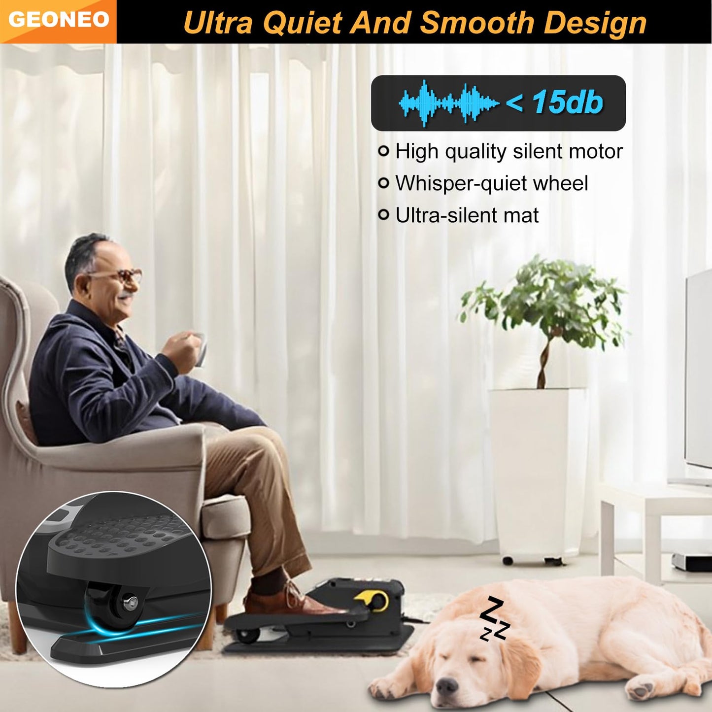 Under Desk Elliptical Machine, Electric Elliptical Exerciser for Senior, Quiet & Small Electric Seated Pedal Exerciser for Home with Monitor, Remote Control & 12 Adjustable Speeds (Black)