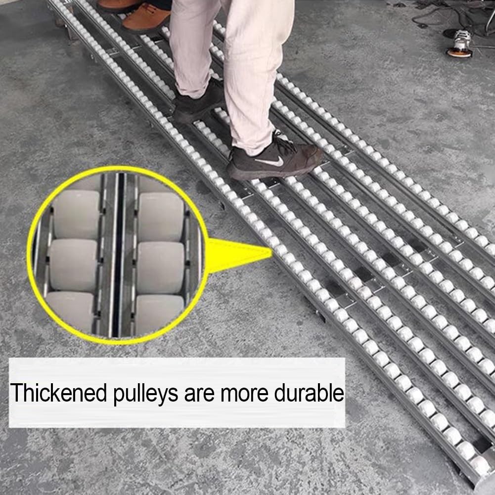 GZHENMZ Roller Stand Light-Duty Gravitys Conveyor, Splicable Roller Conveyor Slides, Portable ABS Plastic Roller, Transport Box Line Unloading Pulley(Silver-(W) 50cm,(L) 100cm)