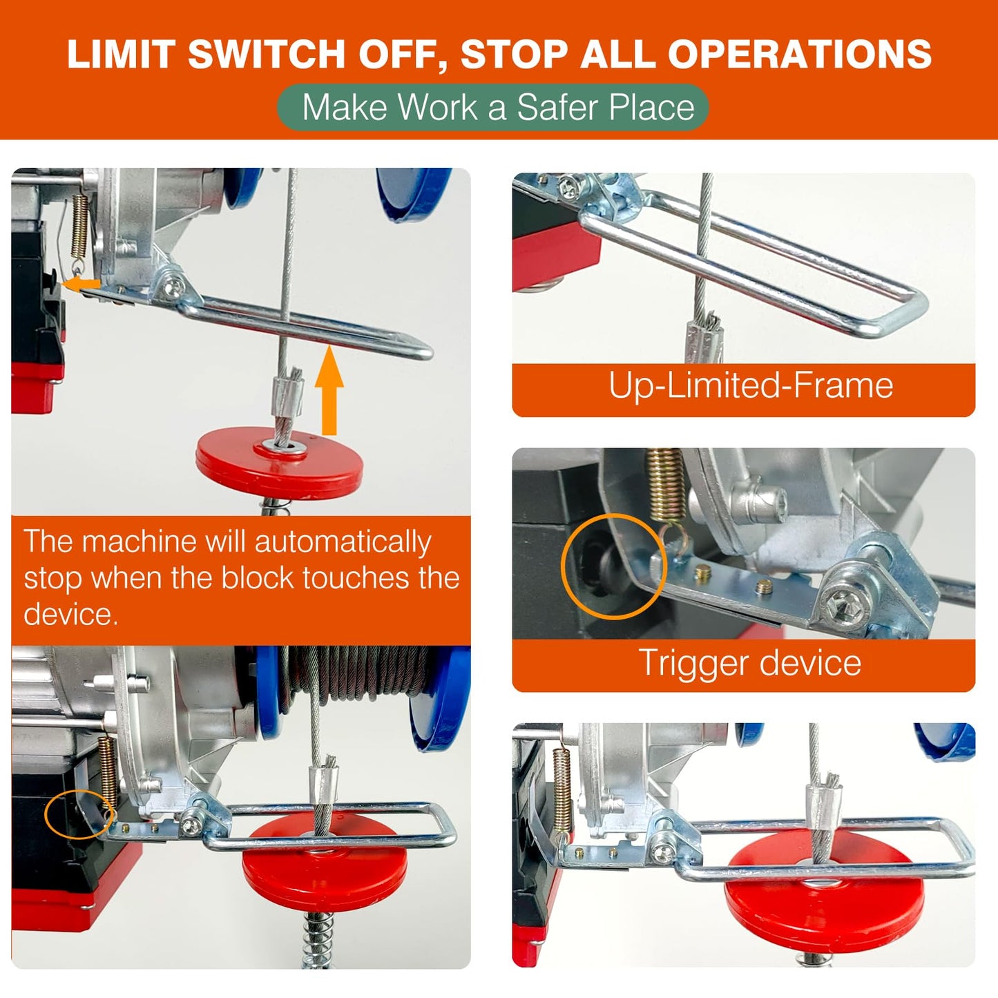 Dremvoist Electric Hoist with Remote Control,1760lbs Electric Hoist 110 Volt,Electric Hoist Winch Wireless/Wired 2 in 1,33/66FT Lifting Height,for Factories,Garage,Warehouses, Construction Site