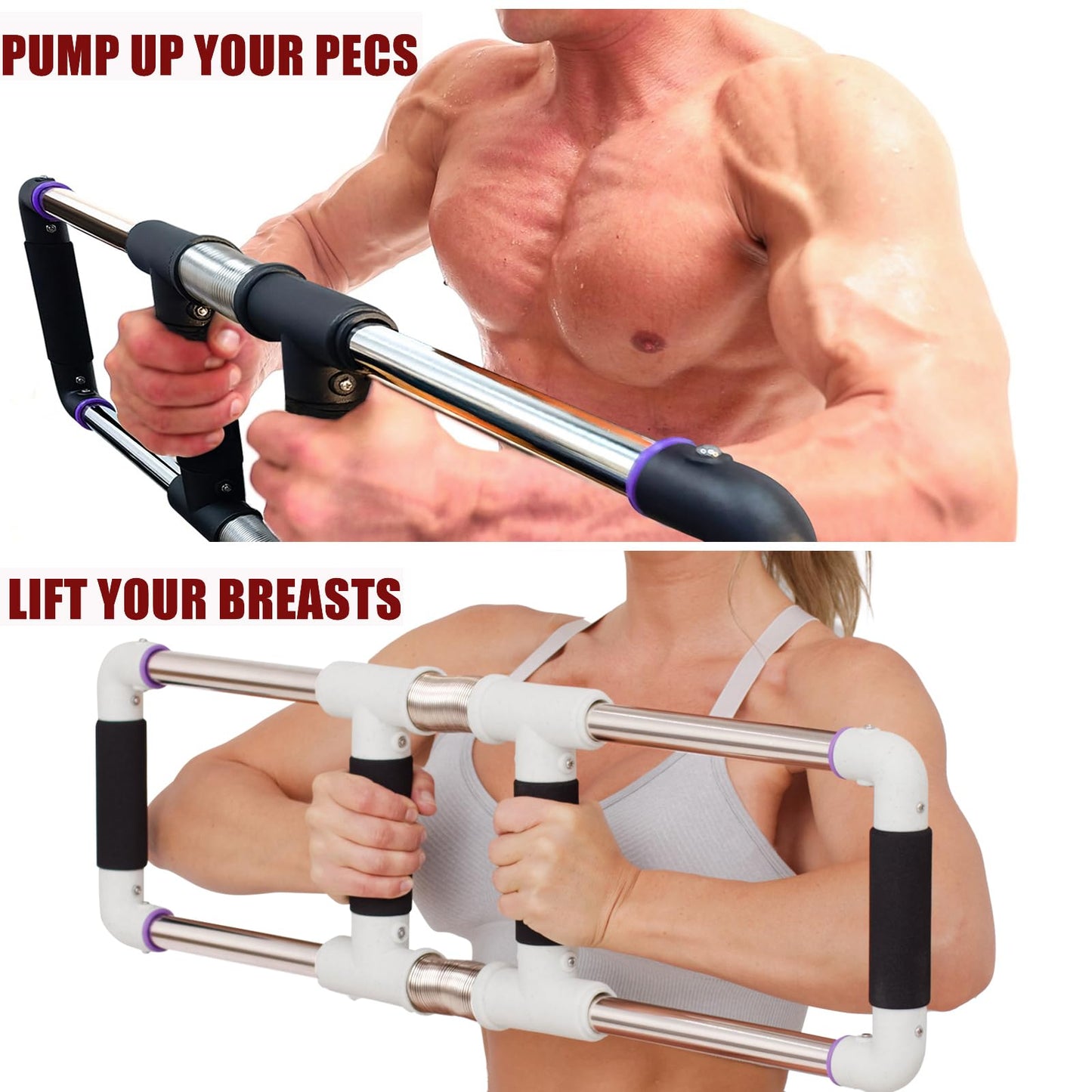 GOFITNESS Push Down Bar Chest Trainer - Home Workout Equipment for Chest, Arm, Shoulder, Abs and Back - Chest Exerciser Home Gym Strength Trainer