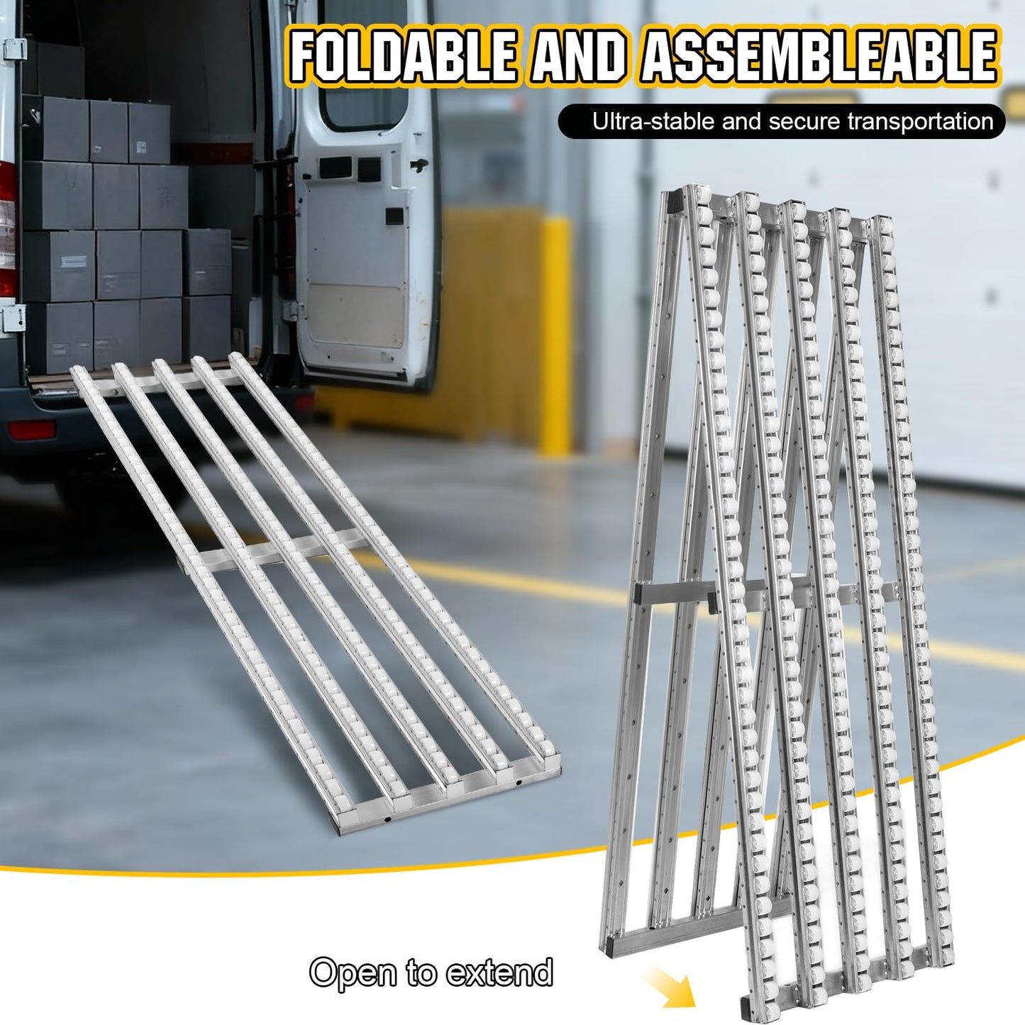 FASDRESS Light-Duty Gravity Conveyor, 118"x20" Unloading Slide Roller with 5-Row Wheels, Alloy Steel Unpowered Transmission Handling Artifact for Warehouse Dock Factory