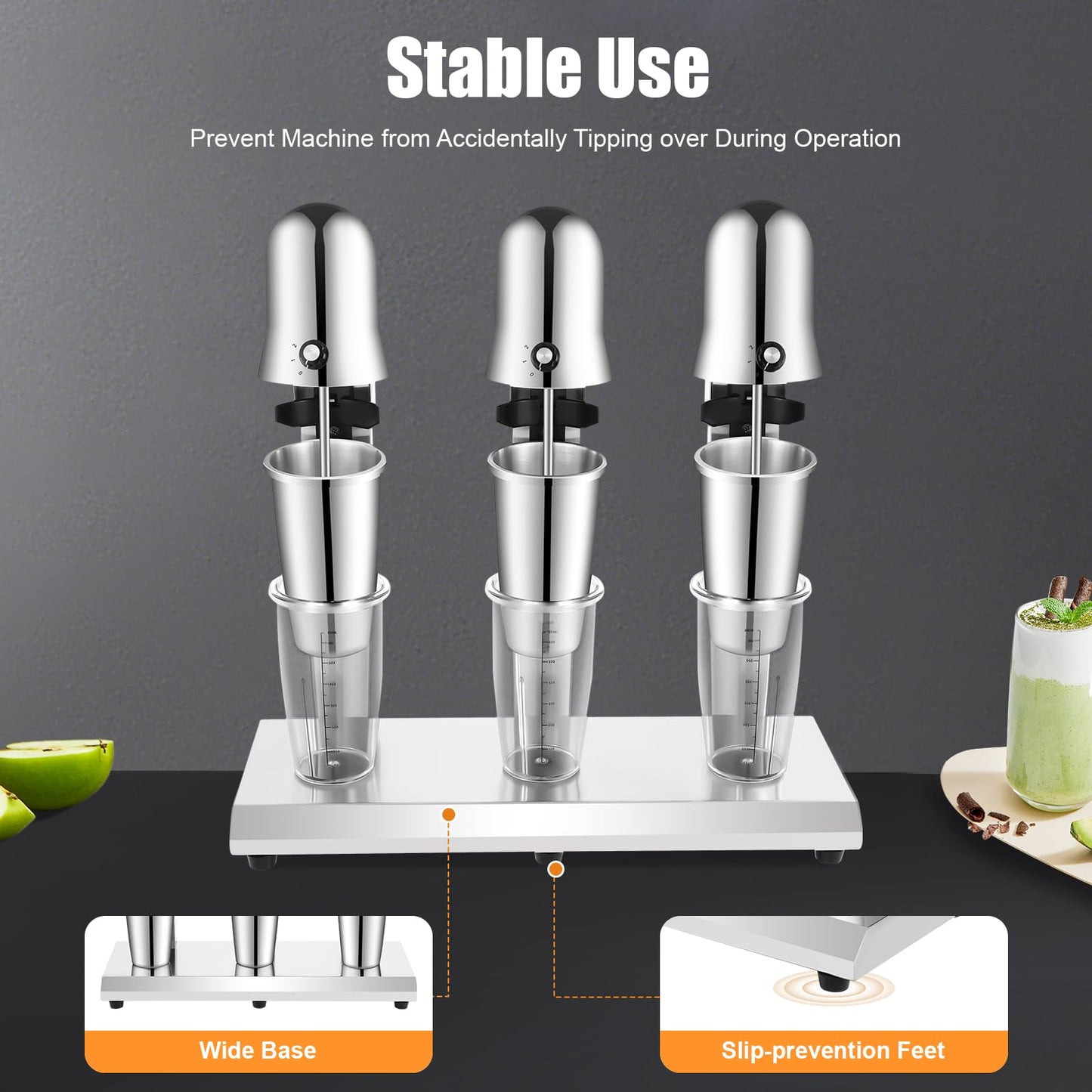 Electric Milkshake Maker Machine, 540W 2-Speed Triple Head Milk Shake Mixer Machine with 22oz Stainless Steel Mixing Cup, Commercial Milkshake Blender & Drink Mixer for Home or Business