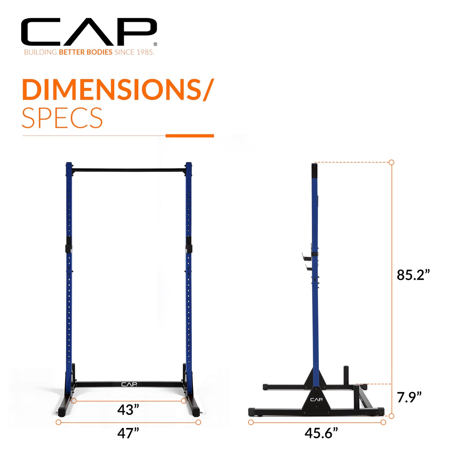 CAP Barbell Power Rack with Pull Up Bar & Attachments - Squat Rack & Strength Training Power Cage for Home Gym - Blue