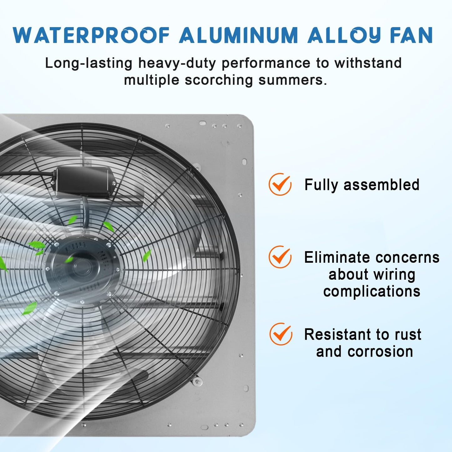 CuisinSmart Steel Industrial Fans 24" Louvered Exhaust Fan AC Model 3500CFM 1500RPM 110V US Plug