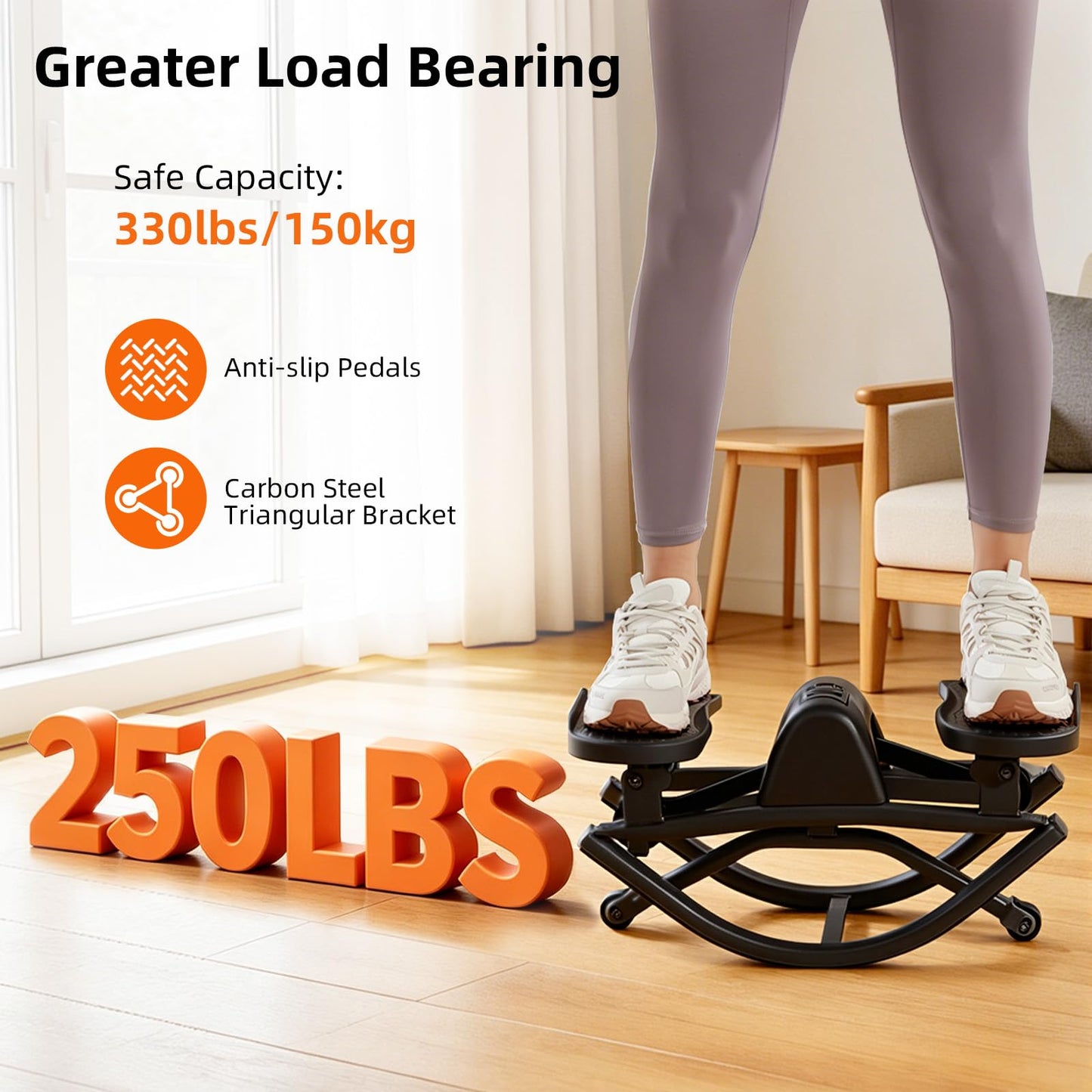 The Rock Stepper Side to Side, U-Shaped Low-Impact Mini Stepper, Quiet Lateral Rocking Step Machine, Compact Stair Stepper for Home Workout & Leg Glutes Exercise