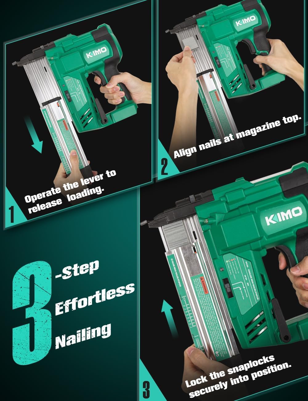 KIMO 2" Brad Nailer Cordless 18 Gauge w/ 20V Battery 2.0Ah X 2, 1000pcs Nails and Staples, 2 Firing Modes,180 Nails/min, Adjustable Nailing Depth, 2 in 1 Cordless Nail Gun and Stapler for DIY Project