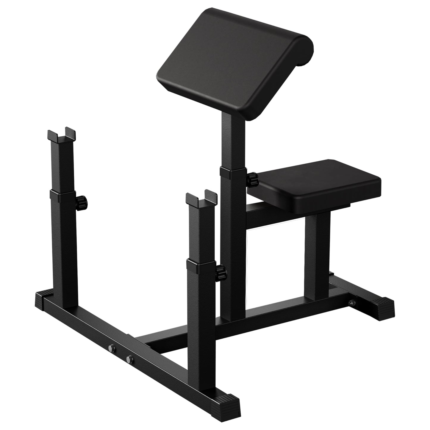 AOWINNOX Fitness Black Adjustable Arm Preacher Curl bench, Bicep Tricep Curl Machine, Seated trenghthen Training Isolated Barbell Dumbell Station for Home Gym