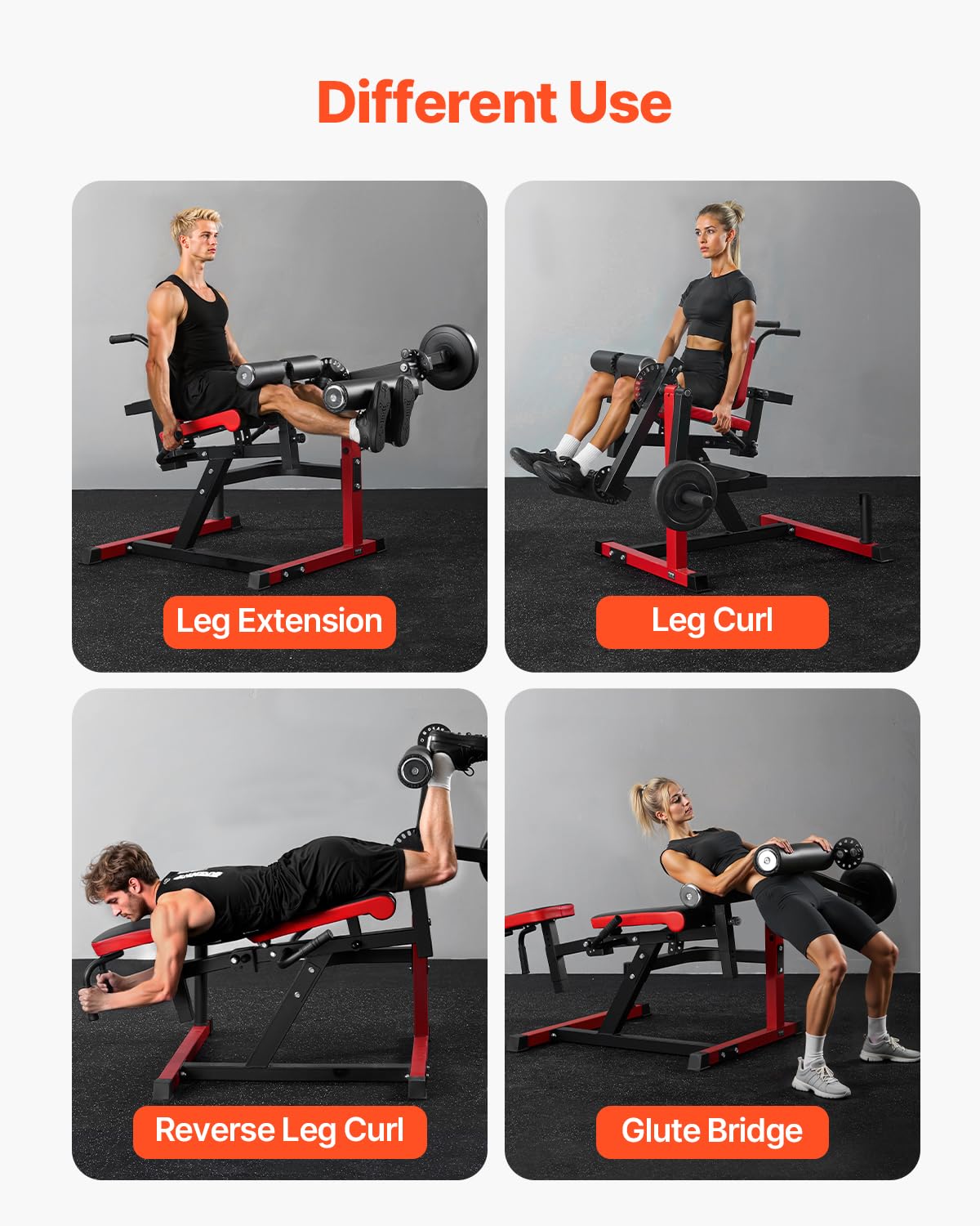 VEVOR Leg Extension and Curl Machine, Seated Leg Rotary Extension for Thigh, Adjustable Lower Body Specialty Exercises Equipment, Heavy Duty Workout Bench for Home Gym, 550 LBS Capacity