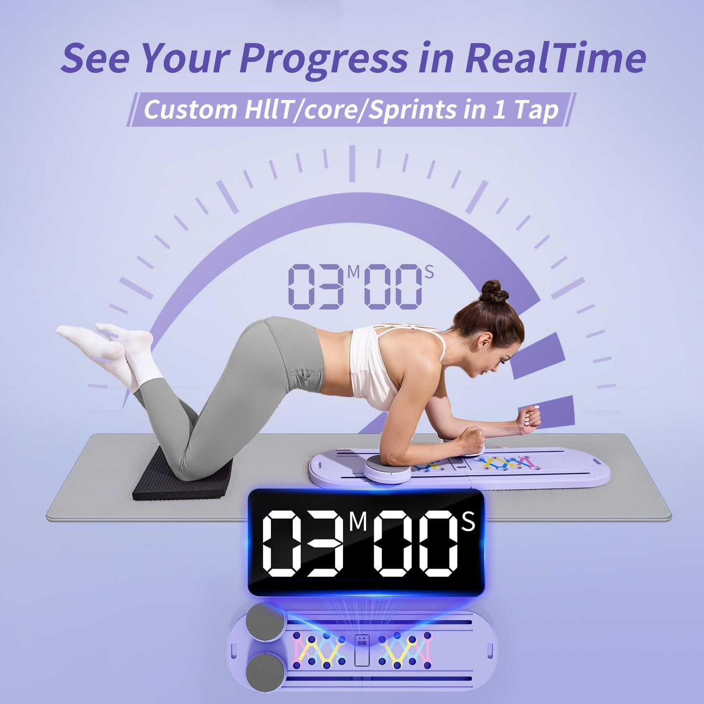 Pilates Board Reformer 15-in-1: Split & Foldable Design, Portable Home Gym with Digital Display, Resistance Bands, Balance Board for Women's Full Body & Core Training