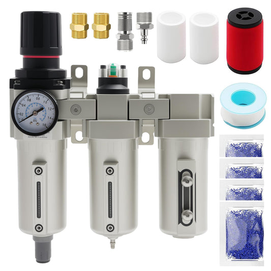 3/4" Npt Industrial Grade 3 Stage Air Drying System, Auto Drain Air Dryer for Compressor with Water Separator, 5-Micron& 0.01 Micron Filters, for Plasma Cutter and Paint Spray