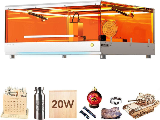 TOOCAA 20W Laser Engraver and Cutter Machine,Professional Software,22" x 22" Bed Size, Class 1 Safety Enclosed Laser Cutter and Lazer Engraving Machines for Tumblers Wood Metal Acrylic