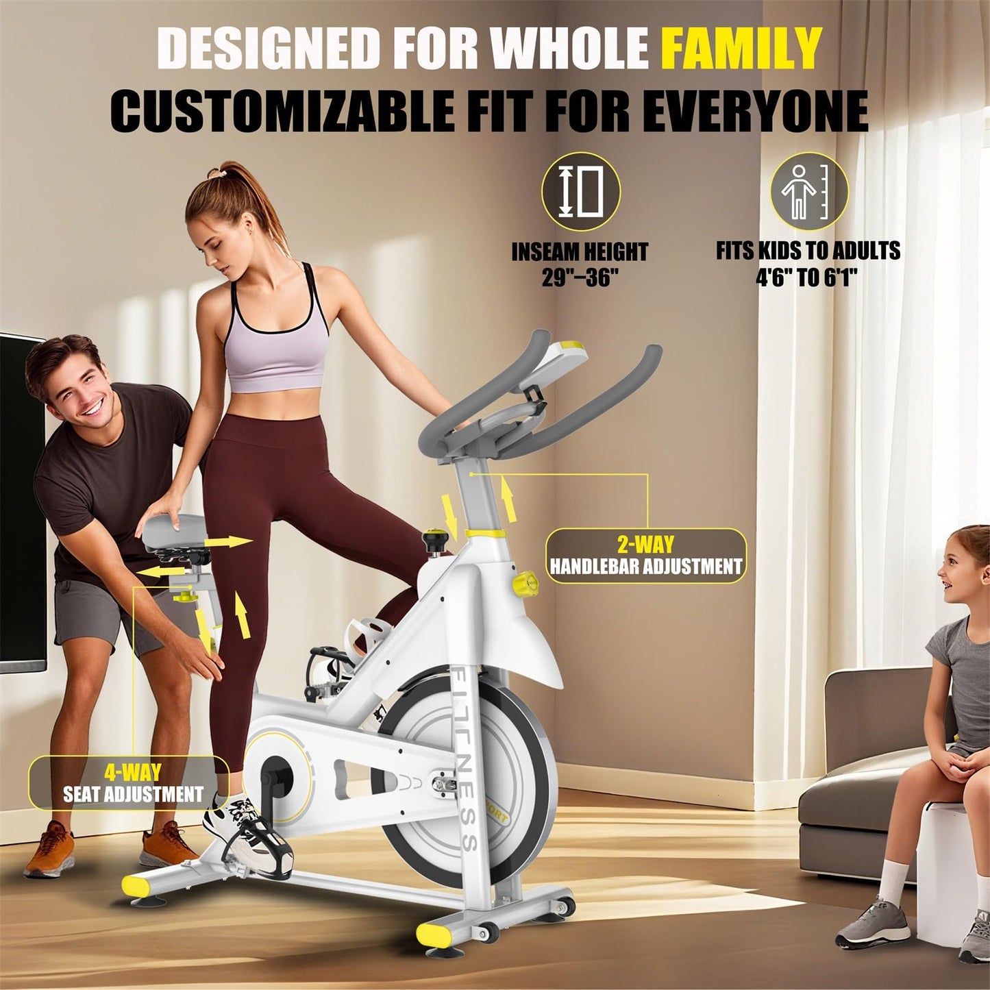 Indoor Exercise Bike with Bluetooth LCD Monitor, 30 lbs Flywheel, 330 lbs Weight Capacity, Adjustable Seat, Tablet Mount