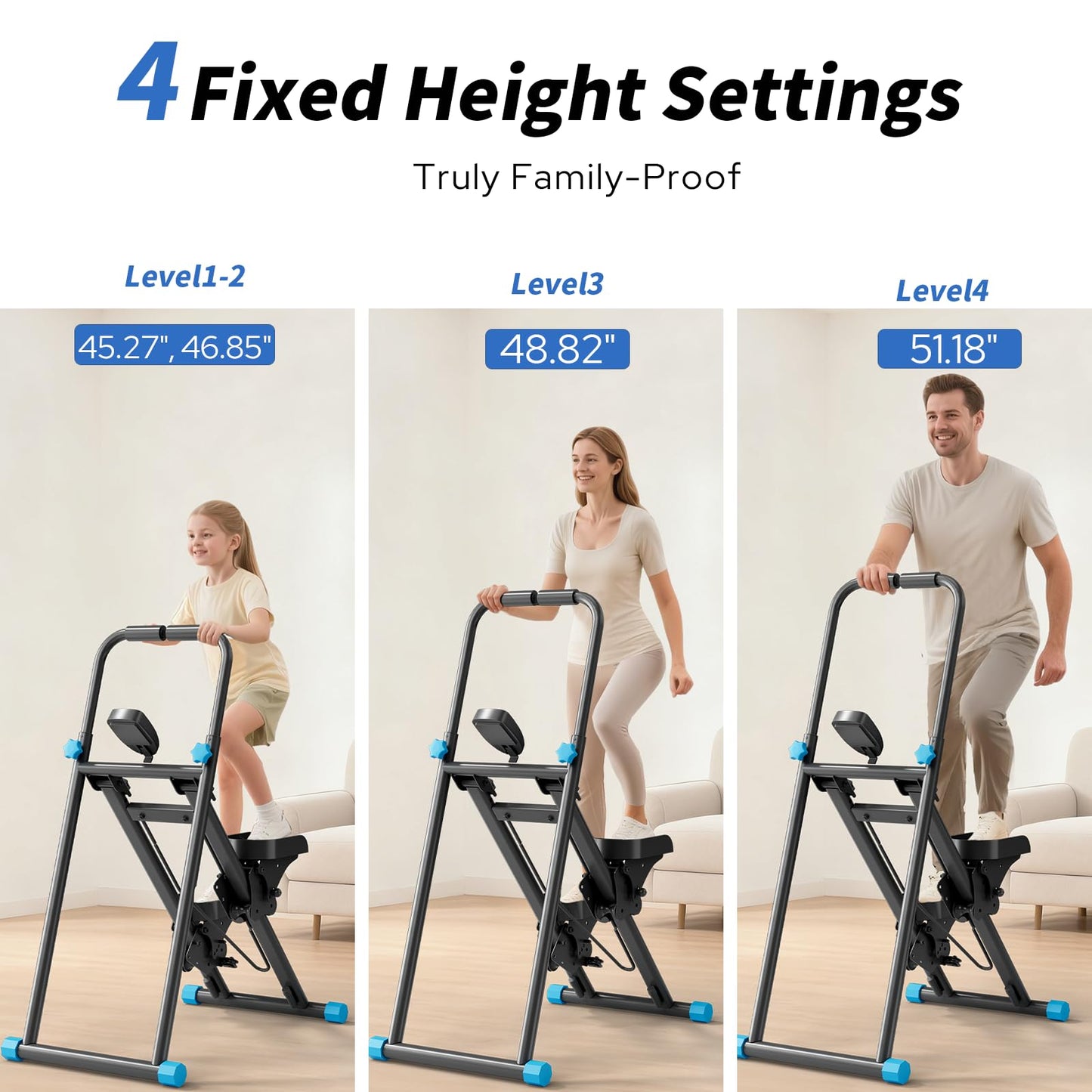 ZCMHAXJ Foldable Stair Stepper for Home, Adjustable Stair Climber with 4 Heights & 3 Angles, Compact Folding Vertical Stair Master for Exercise at Home for Full-Body Workout