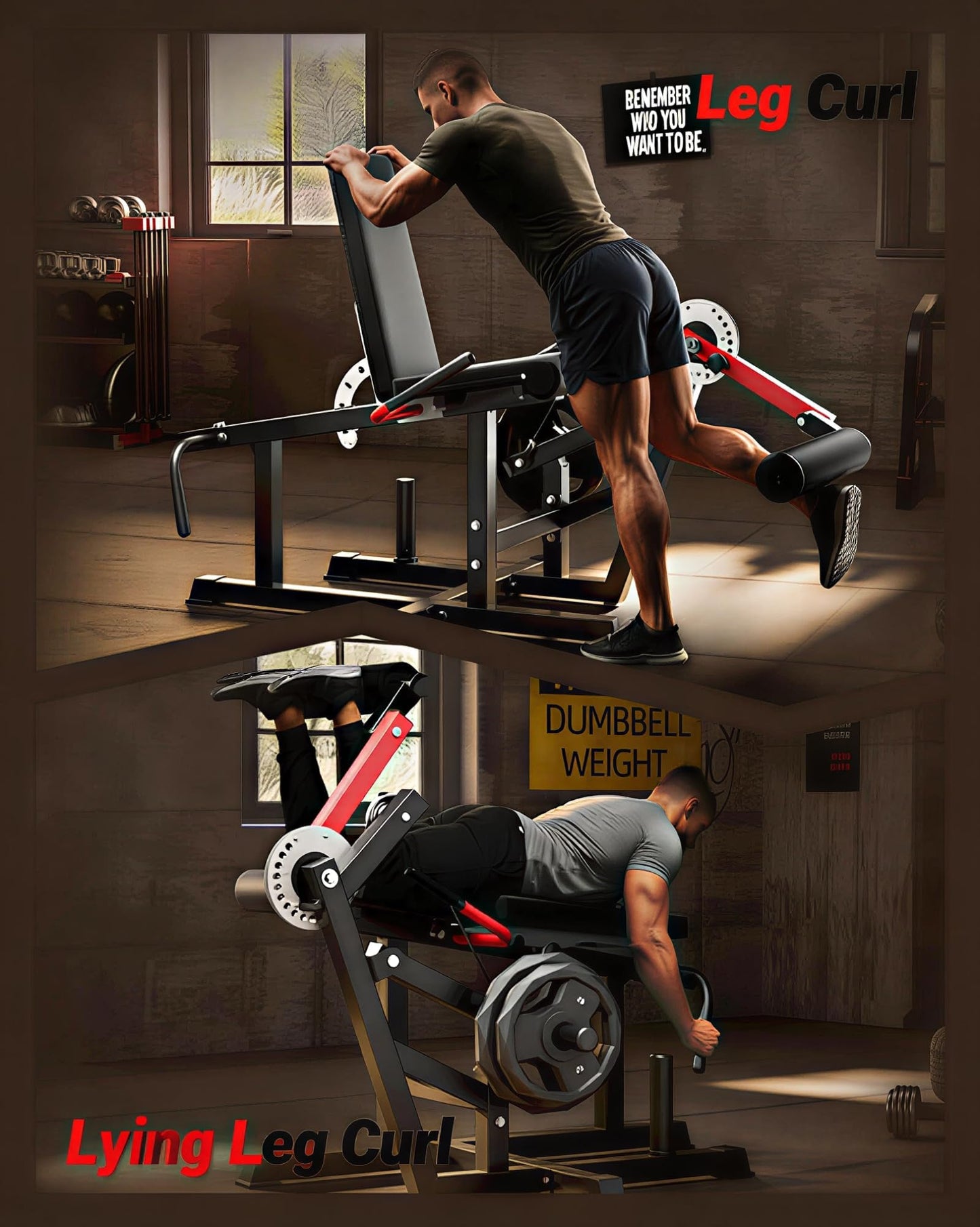 Leg Extension and Curl Machine, 700LB Adjustable Leg Curl Machine, Seated Leg Extension and Lying Curl Machine for Home Gym, Leg Workout Equipment Compatible with 1'' and 2'' Plates