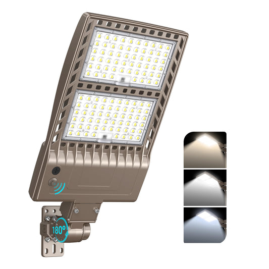 400W LED Parking Lot Lights Outdoor Dusk to Dawn-UL Listed 400W/320W/240W & 5700K/5000K/4000K, 60000LM Arm & Slip Fitter 2in1 Mount IP65 Commercial Shoebox Pole Light for Street Area Stadium,100-277V