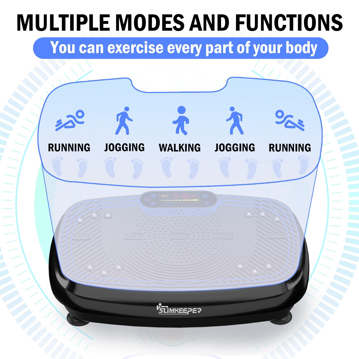 Vibration Plate Exercise Machine Home Fitness Vibrate Stand Shake Board 330 Lbs Capacity Whole Body Workout Shake Board Sport Gym with Fitness Loops & Resistance Bands Weight Loss Gifts for Women Men