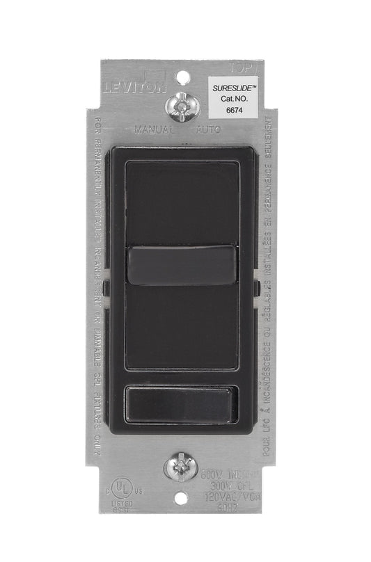 Leviton 6674-P0E SureSlide Universal 150W LED & CFL/600W Incandescent Dimmer, 6-Pack, Black