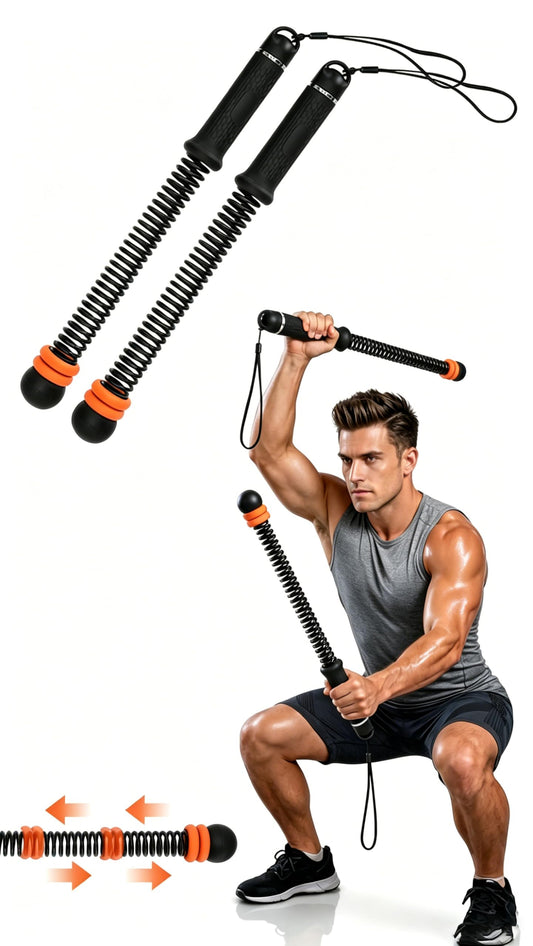 Ropeless Battle Ropes with Weighted Springs, Portable Weighted Home Fitness Training Tool for Low-Impact Exercise, HIIT & Strength Building, Suitable for Men and Women (Orange-Black)