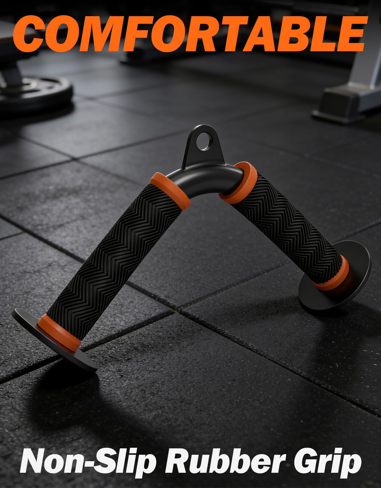 Fitarc Tricep V Bar Cable Attachment for Gym & Home Workouts, Tricep Pull Down Attachment with Non-Slip Grips, Orange