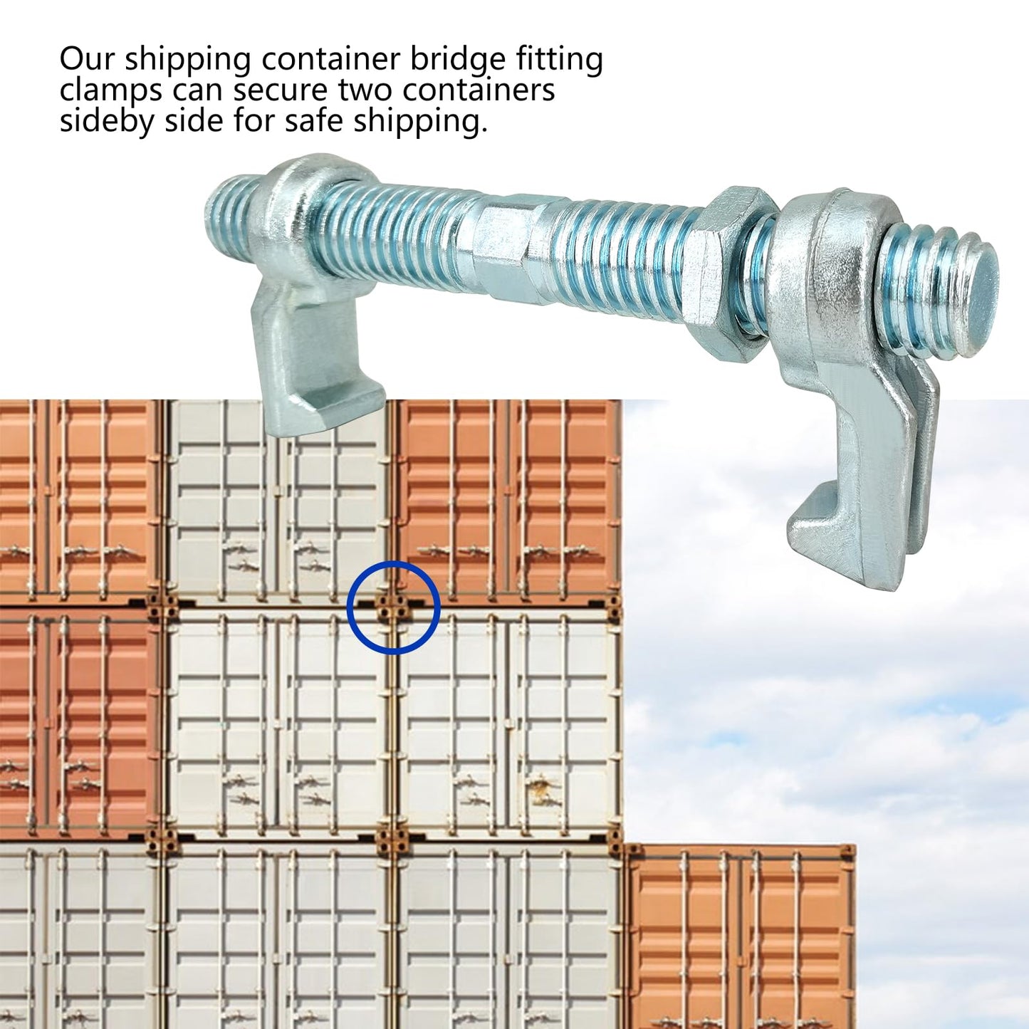 ZUVELLO 280 MM Shipping Container Screw Clamp Bridge Fittings for Sea Harbor Freighter and Rail Standard Container Connect Lock Box, 4 Pack