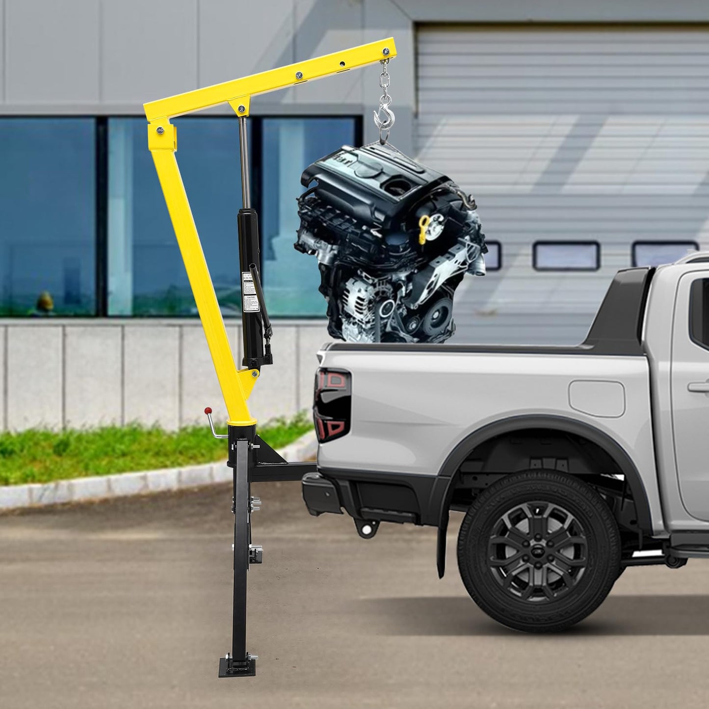 Towallmark Hydraulic Pickup Truck Crane, 1000 lbs Capacity with 3 Boom Capacities of 500 lbs, 750 lbs & 1000 lbs for Lifting Goods in Construction, Industry, Forestry