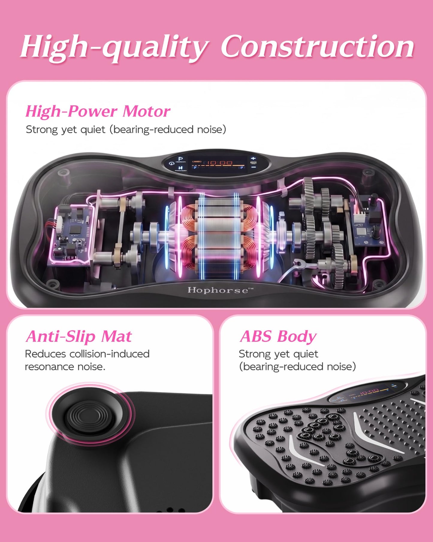 Vibration Plate Exercise Machine for Lymphatic Drainage, 180 Speeds Vibrating Fitness Platform for Full Body Workout and Weight Loss, 300 Lbs Capacity with Resistance Bands and Bluetooth for Women Men