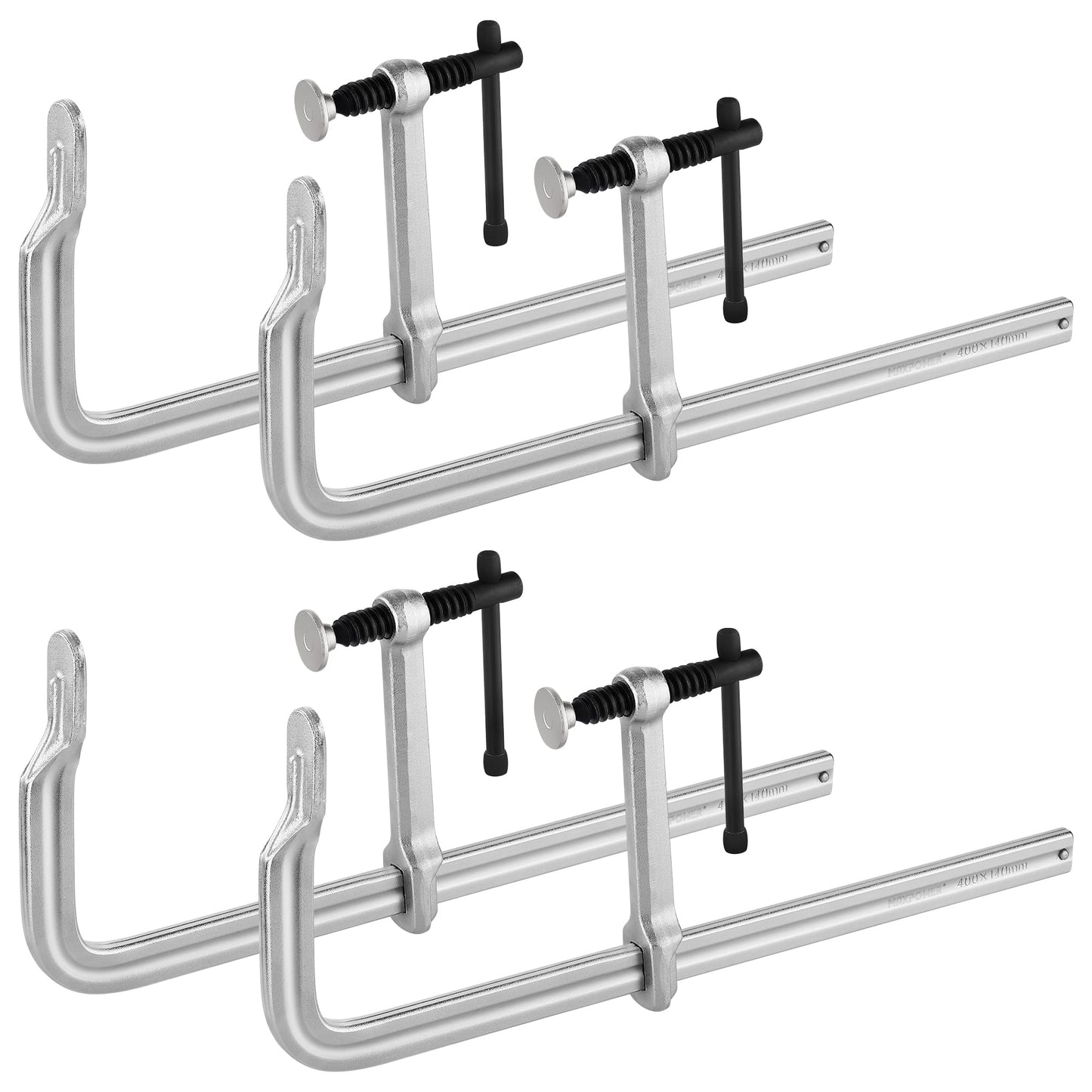 MAXPOWER Deep Throat F Clamp 15-5/8" x 5-5/8" (400 x 140 mm), Heavy Duty Bar Clamp for Welding, Pack of 4