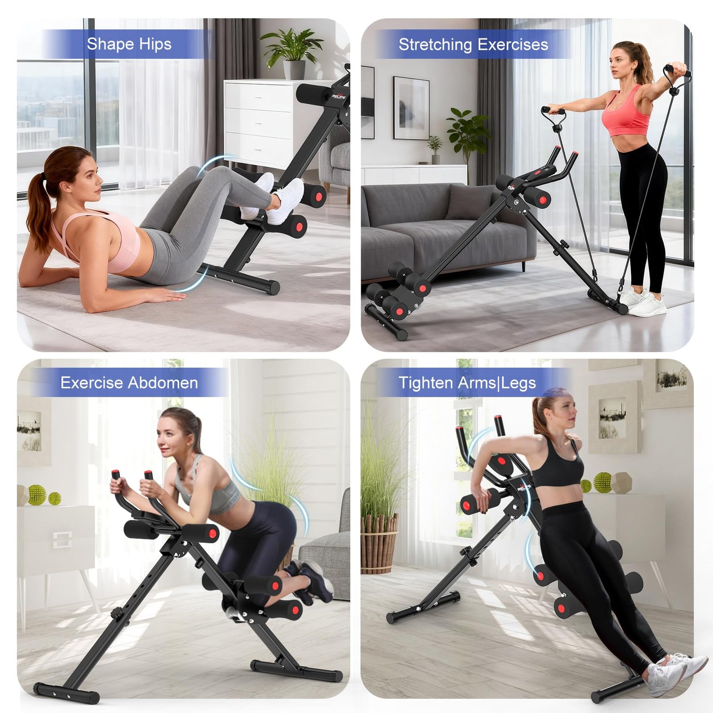 RELIFE REBUILD YOUR LIFE AB Workout Machine Adjustable Ab Trainer Machine Foldable Ab Cruncher Strength Training Equipment for Home Gym, Full Body Workout Equipment 440 LBS