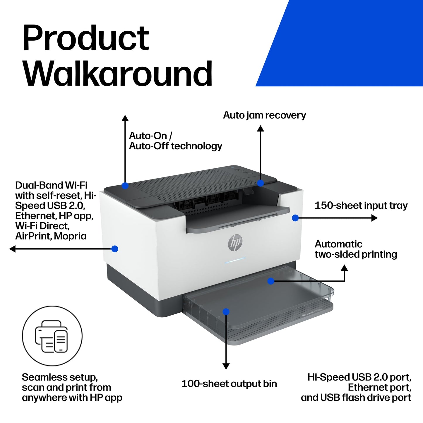 HP LaserJet M209dw Wireless Printer, Print, Fast speeds, Easy setup, Mobile printing,Best-for-small teams