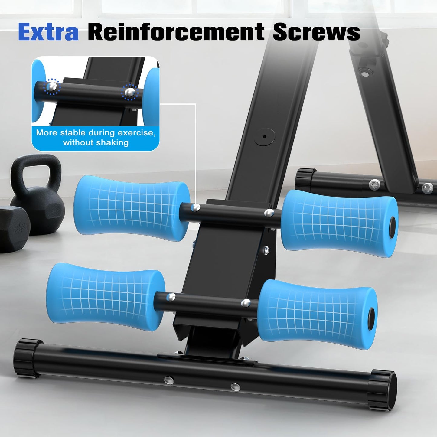 RELIFE REBUILD YOUR LIFE AB Workout Machine Adjustable Ab Trainer Foldable Ab Cruncher Strength Training Equipment for Home Gym Blue 440 LBS Blue