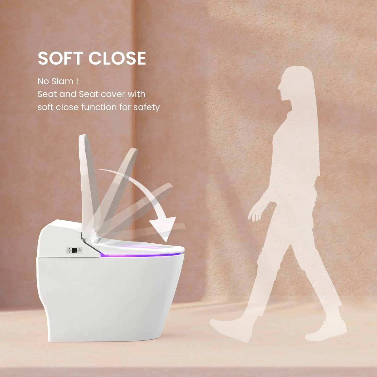 VOVO STYLEMENT TCB-8100W Smart Toilet for bathrooms, Elongated One Piece Toilet, 1.12 GPF, Auto Dual Flush, ADA Chair Height, Heated Seat, Made in Korea