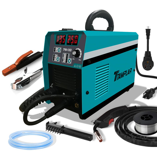TTAMPLAR MIG Welder - 135AMP 110V&220V Dual Voltage 4 in 1 Flux MIG/Solid Wire/Stick ARC/Lift TIG Gas/Gasless welding, IGBT Inverter Welding Machine TPM-135D