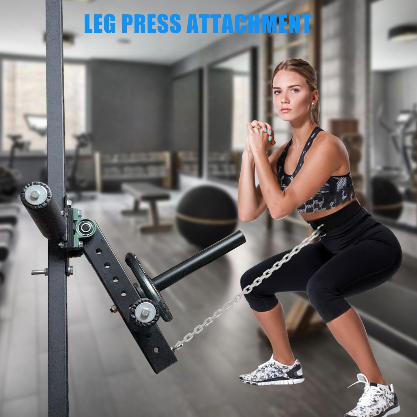 Power Rack Mounted Leg Extension & Curl Machine for Home Gym Equipment, Adjustable Leg Press Attachment for Lower Body Muscle Training (Style 1)