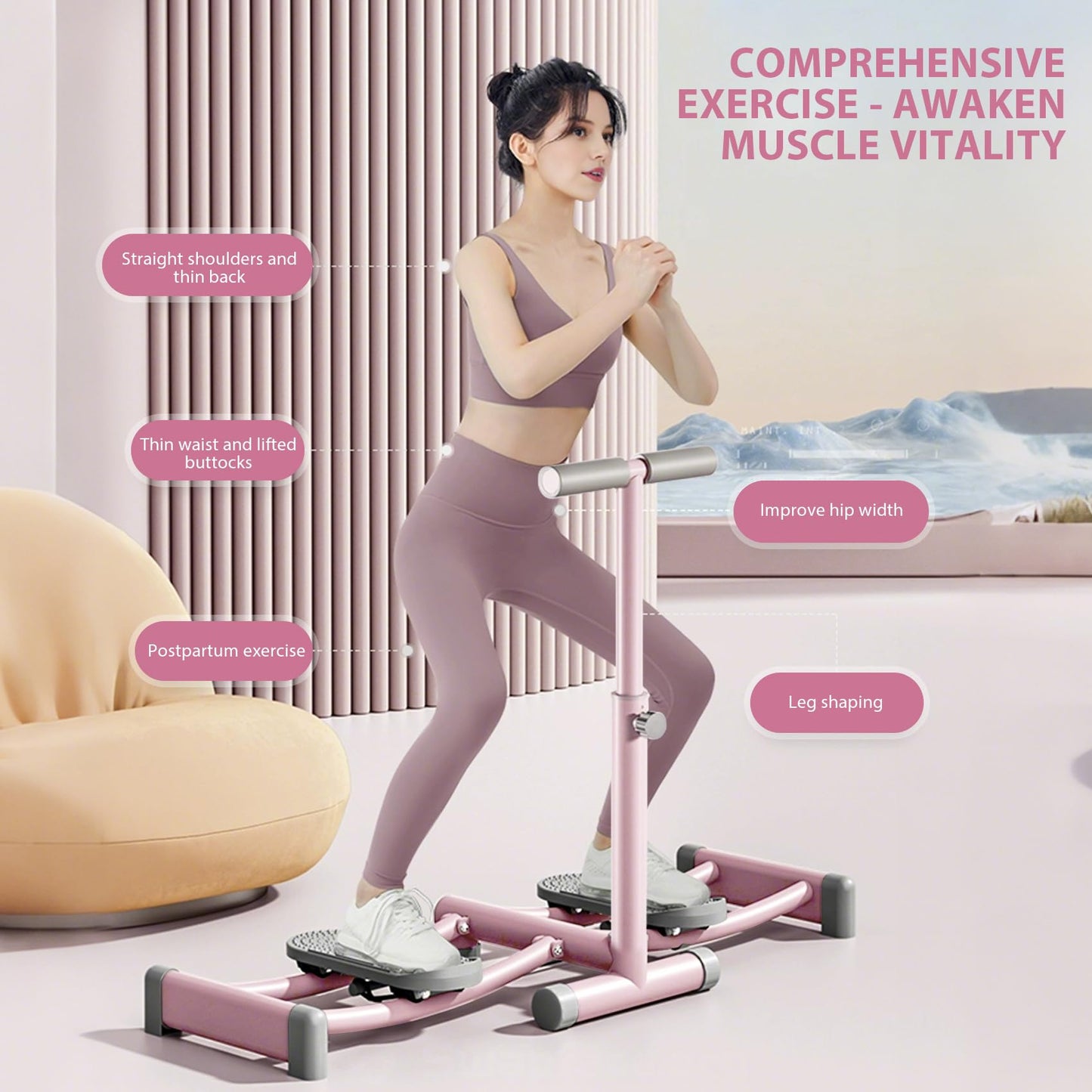 Ski Machine Exercise Equipment, Foldable Ski Trainer, Adjustable Leg Ski Simulator Machine Durable Upgraded Leg Workout Equipment Hip Trainer, Pelvic Floor Trainer Woman Ski Exercise Machine for Home