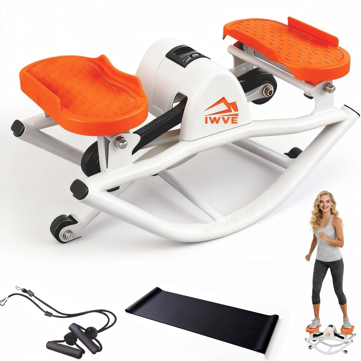 Rocking Steppers for Exercise at Home, the Rock Stepper Side to Side Stepper with 3D Motion & Resistance Bands for Full Body Cardio Workout, Quiet Low-Impact Stair Stepper, 380LBS Loading Capacity