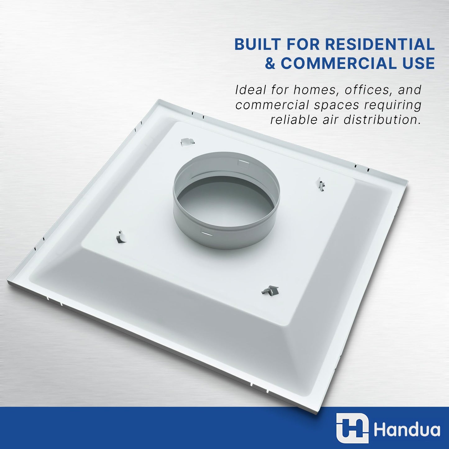 Fits 24x24 Steel T-Bar Drop Ceiling Grid | 2x2 Feet Lay in Steel Air Supply Diffuser with Round 8" [Neck Size] by Handua | 3 Cone | Drop Celing Vent | White | Outer Dimension: 23-3/4" x 23-3/4"