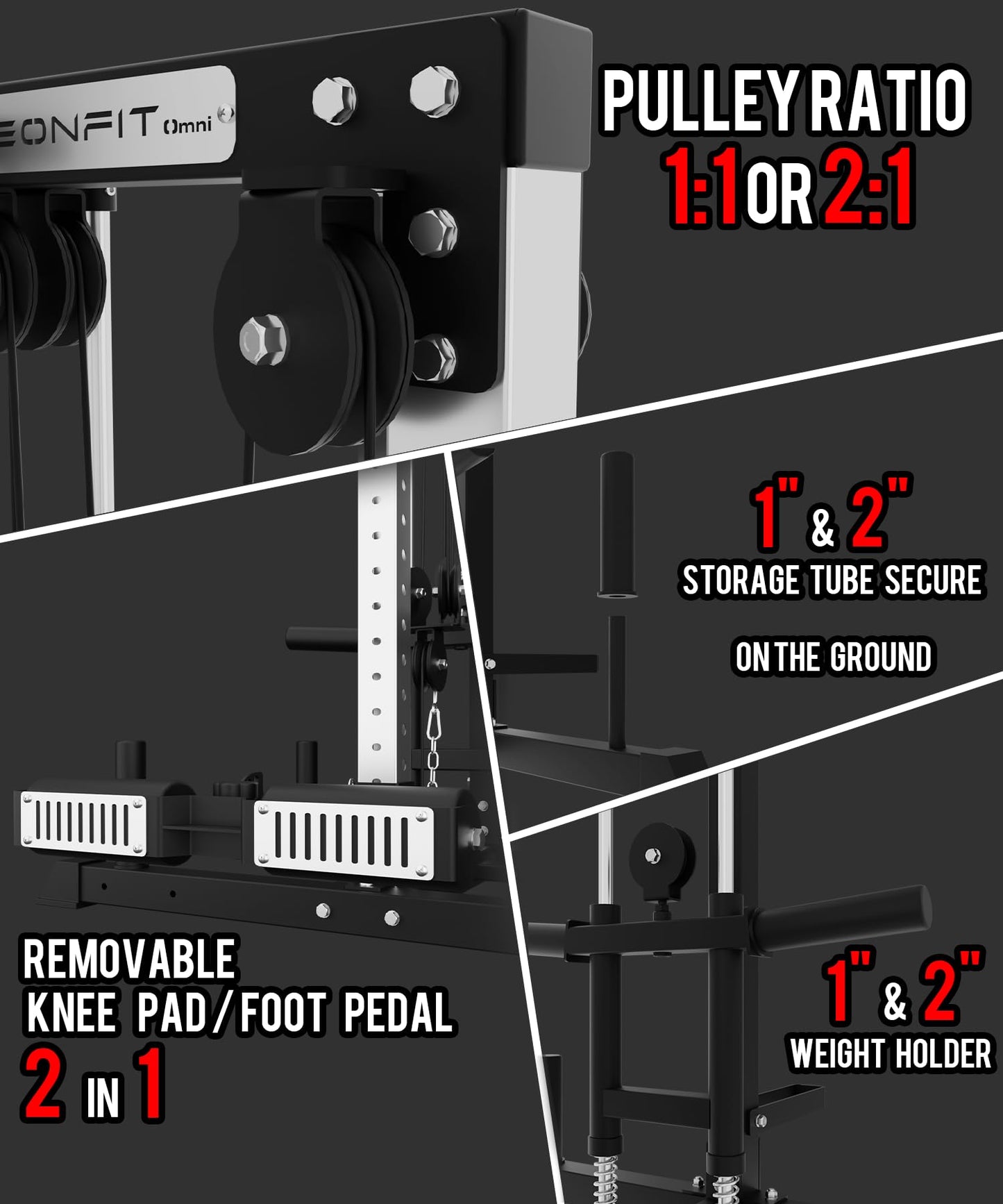 Eonfit E1 2.0 Wall Mounted & Free Standing Cable Machine for Home Gym, LAT Pulldown, Functional Trainer, Cable Crossover Machine Workout Station Pulley System Cable Tower with Leg Holder, Foot Board