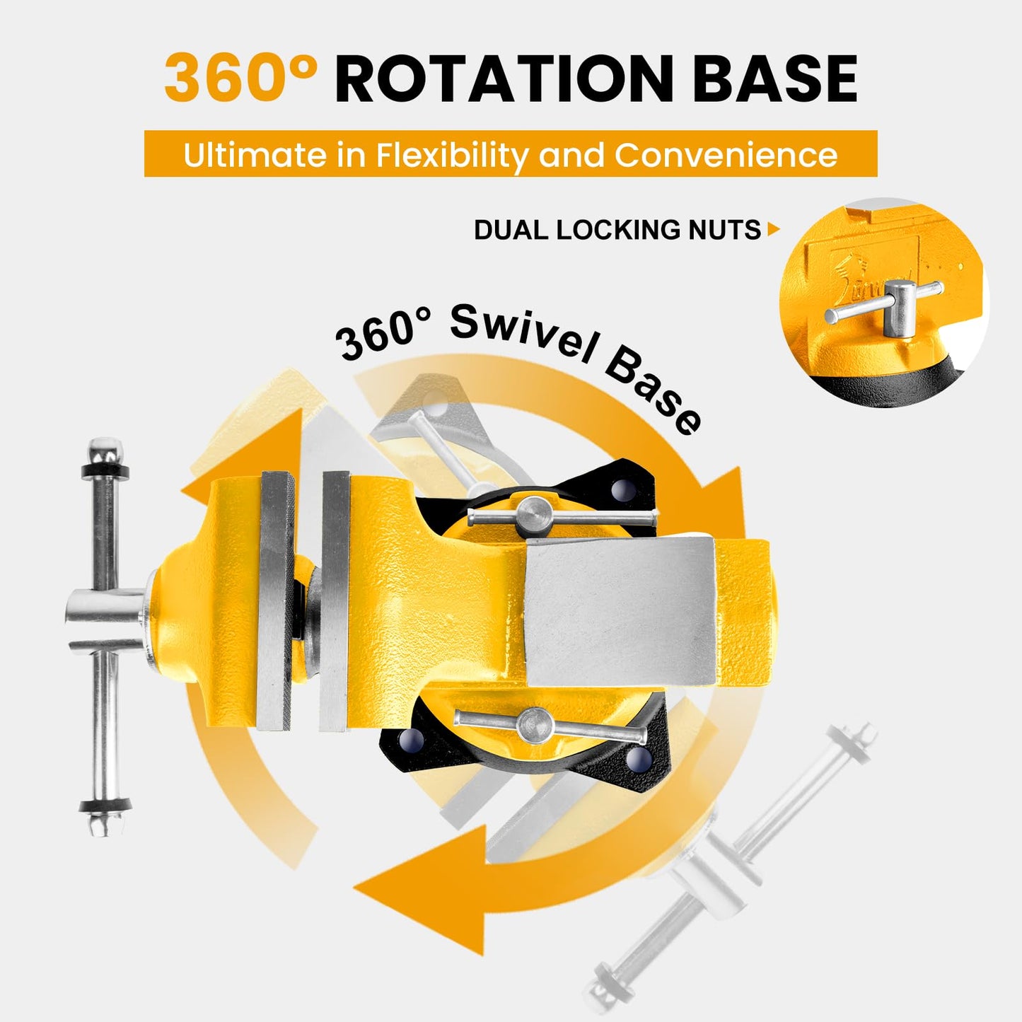 Forward 1765A Heavy Duty Bench Vise 12,000LBS Clamping Force, 6.5 Inch Ductile Iron Industrial Vice with Machined Round Guide Bar and 360° Swivel Base, 6-1/2" Jaw Width, 6-1/2" Max Jaw Opening