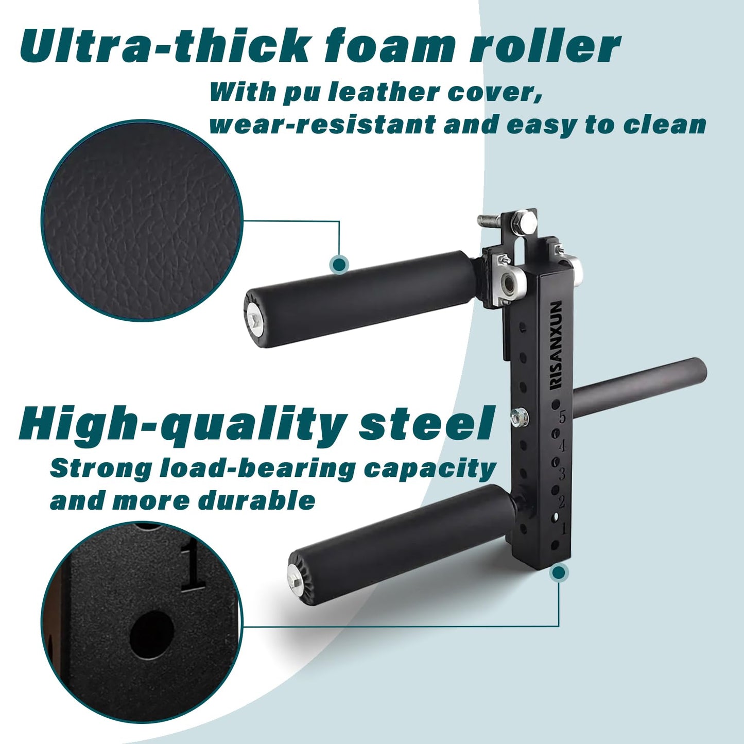 RISANXUN Leg Extension & Curl Machine, Adjustable Leg Trainer for Muscle Building - Squat Rack Attachment, 16mm/5/8" Column Aperture - Max Load 600lbs