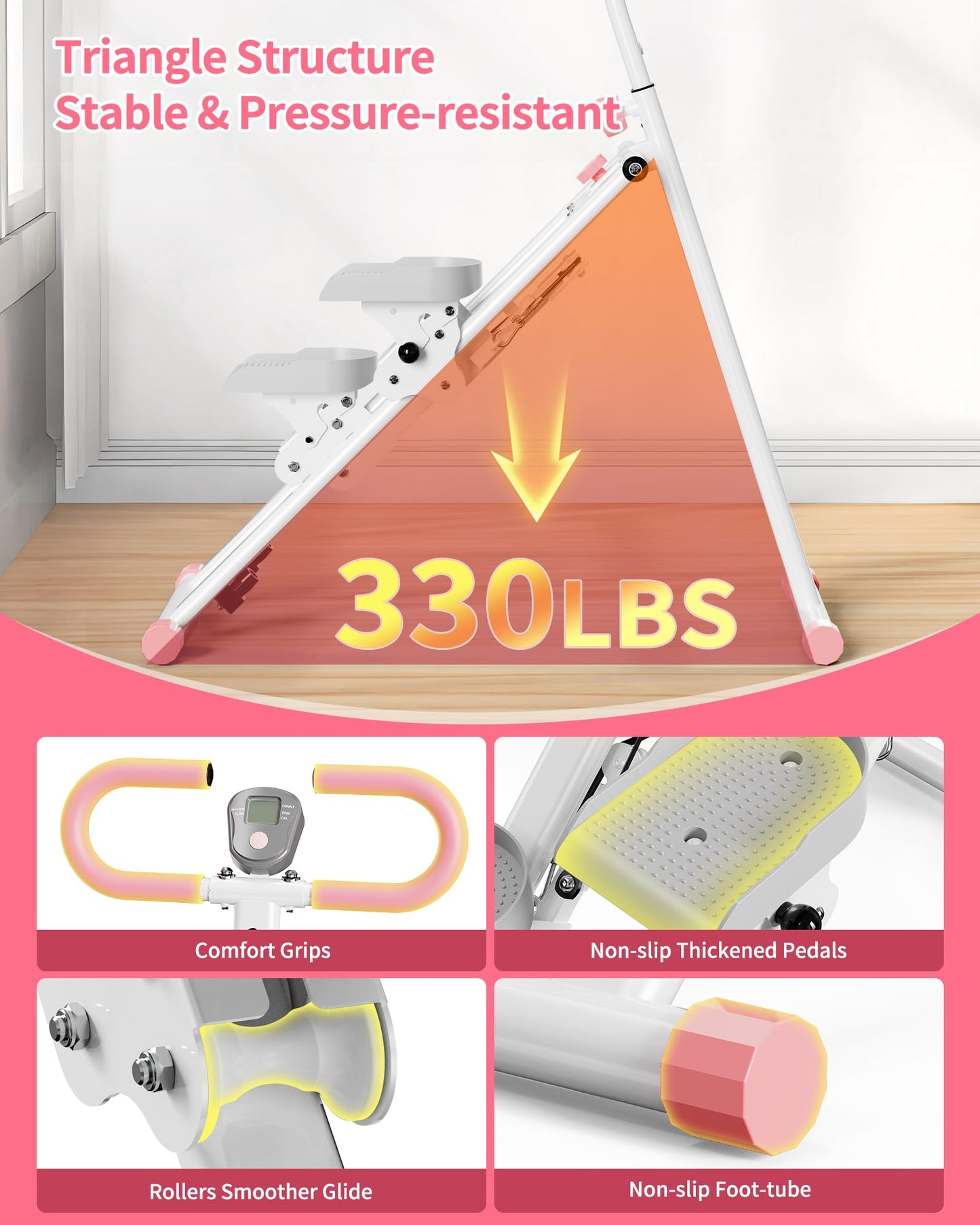 Stair Stepper for Home, Vertical Climber Workout Machine with Handlebar for Full Body Exercise Stair Climber Machine with Stable Frame & 3 Adjustable Height