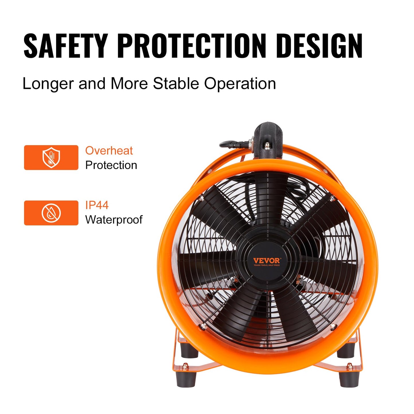VEVOR Air Mover Blower Fan 12 Inch, 3198CFM 585W with 33ft Flexible Duct, Industrial Portable Ventilator Blower/Exhaust