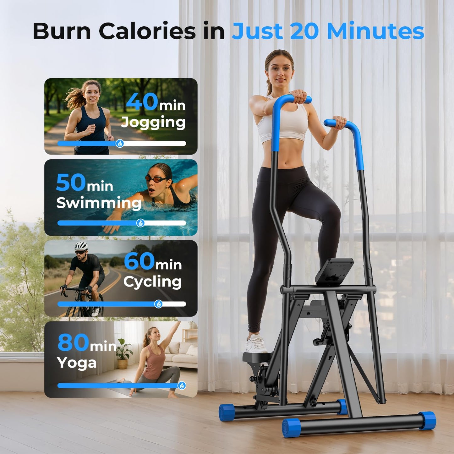 OWLSKY Stair Stepper Vertical Cardio Exercise Climber Stair-Master for Exercise at Home Full Body Workout Machine with Handlebar 330LBS Load with Adjustable Step Range Pedals
