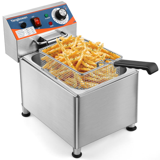 12L Commercial Deep Fryer,1800W Deep Fryer with Basket,Adjustable Temperature,Lid,Stainless Steel Body DeepFryer Pot,Electric Coumtertop Fryer for Commercial Restaurant Home Use