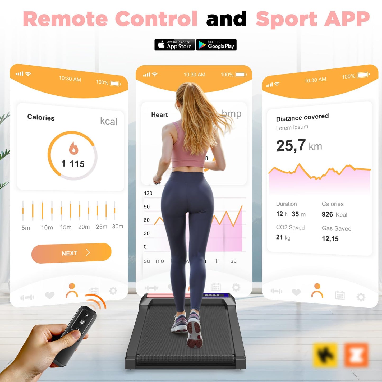 Walking Treadmill Pad Under-Desk with Incline - 2.5HP Home Running Pad LED Display Exercise Machine with Remote Control