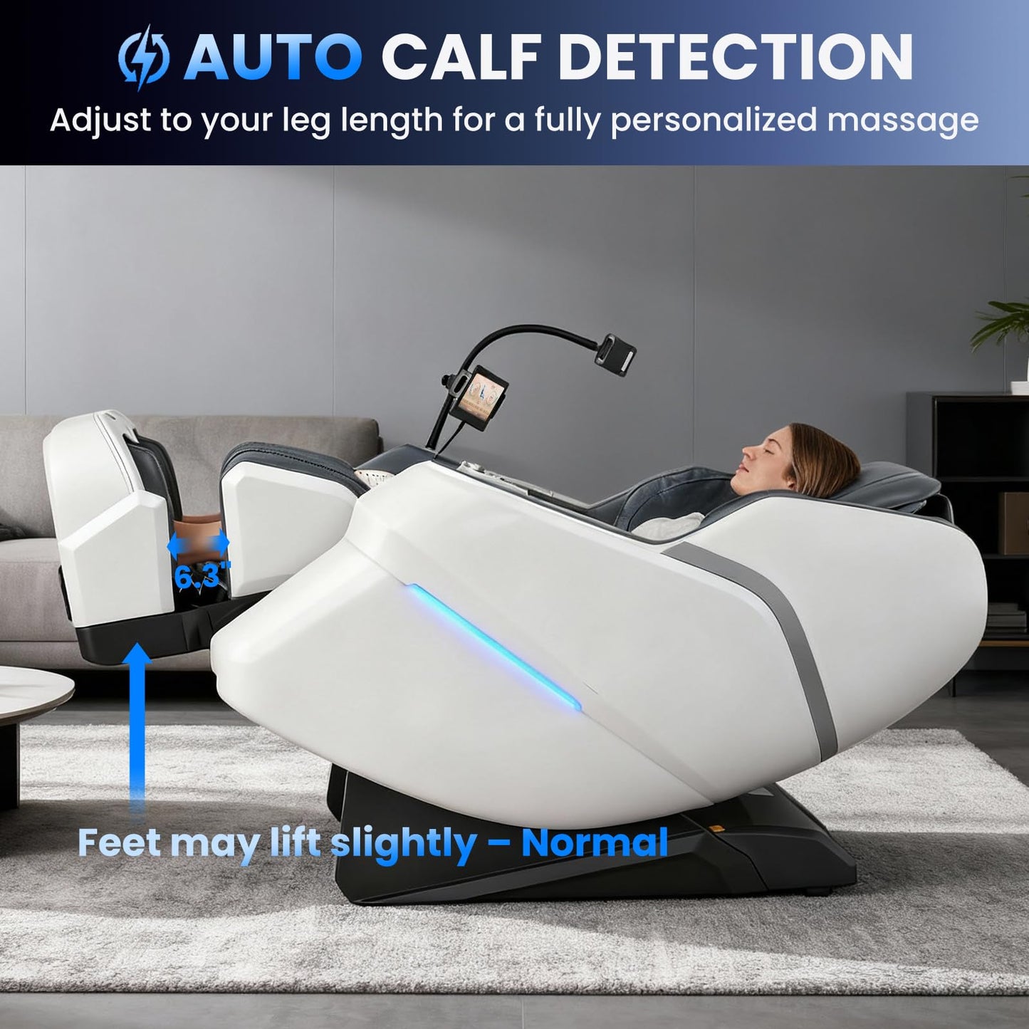 Notired 4D Massage Chair Full Body, Unique 2026 Space Walk & Ankle Stretch, Zero Gravity SL-Track Shiatsu Massage Chair Recliner with Electric Calfrest Extension & Foot Rollers, AI Voice, S002 White