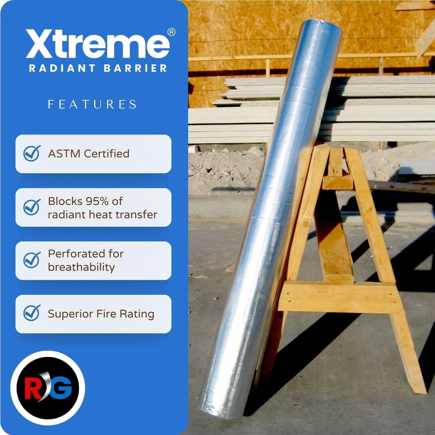 Radiant Barrier Attic Insulation 542 sq ft Xtreme Heavy Duty Reflective Foil Insulation, 26-inch by 125-feet Perforated Breathable Double Reflective Aluminum House Wrap Thermal Roll