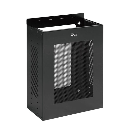 Tecmojo 2U Vertical/Horizontal Wall Mountable Server Rack, with Vented Enclosure for 19" IT Equipment, Cable Modems, Telecom, A/V, Black
